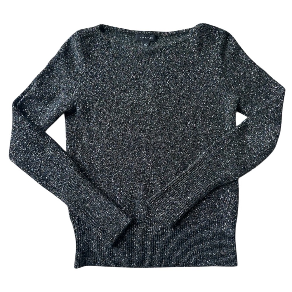 Ann Taylor Sparkly Knit Sweater Top – Size M – Metallic Speckled Dark Neutral
